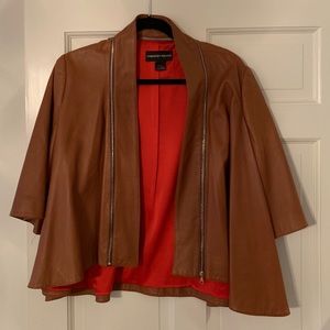 Christian siriano cropped leather jacket